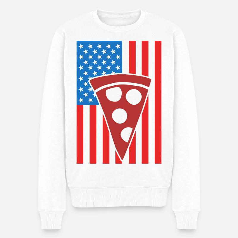 Drapeau de Pizza USA - Pull Premium bio Homme - blanc