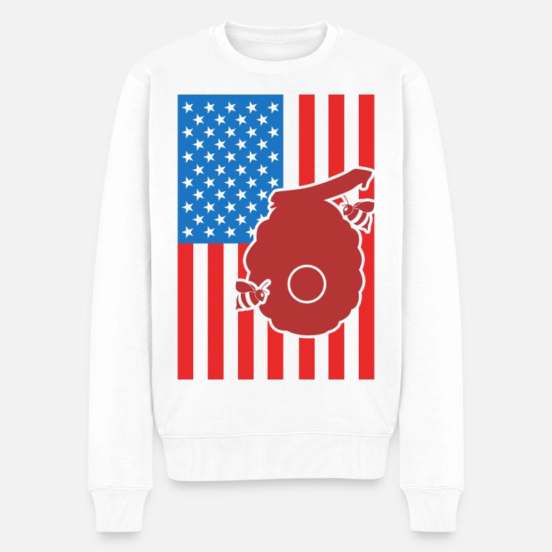 Apiculture Drapeau US - Pull Premium bio Homme - blanc
