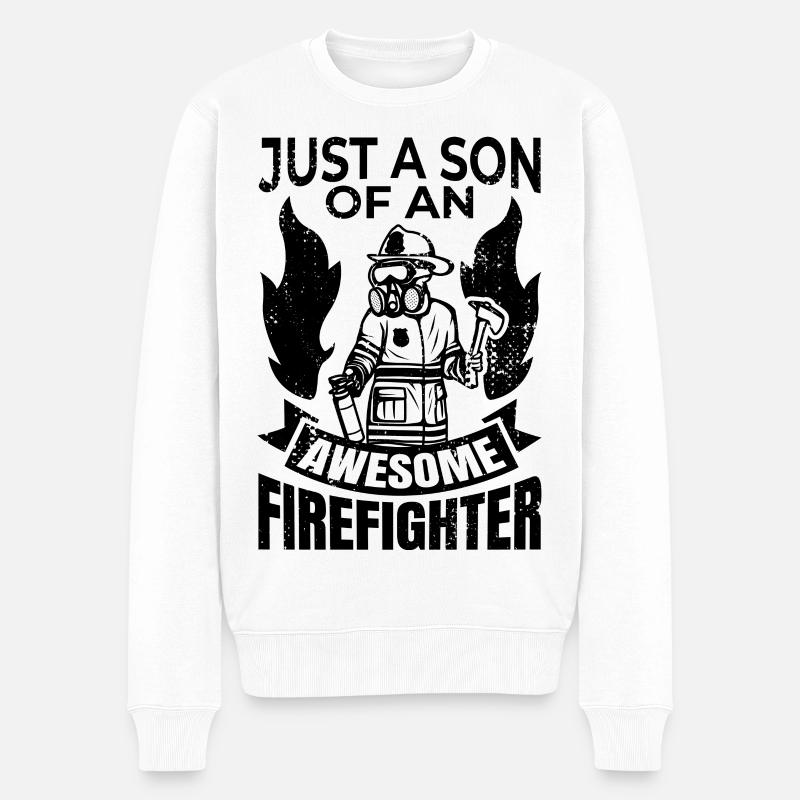 Feuerwehr Junge - Männer Premium Bio Pullover - Weiß