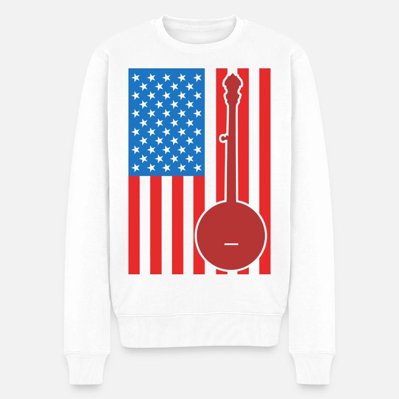 Banjo Drapeau des États-Unis - Pull Premium bio Homme - blanc