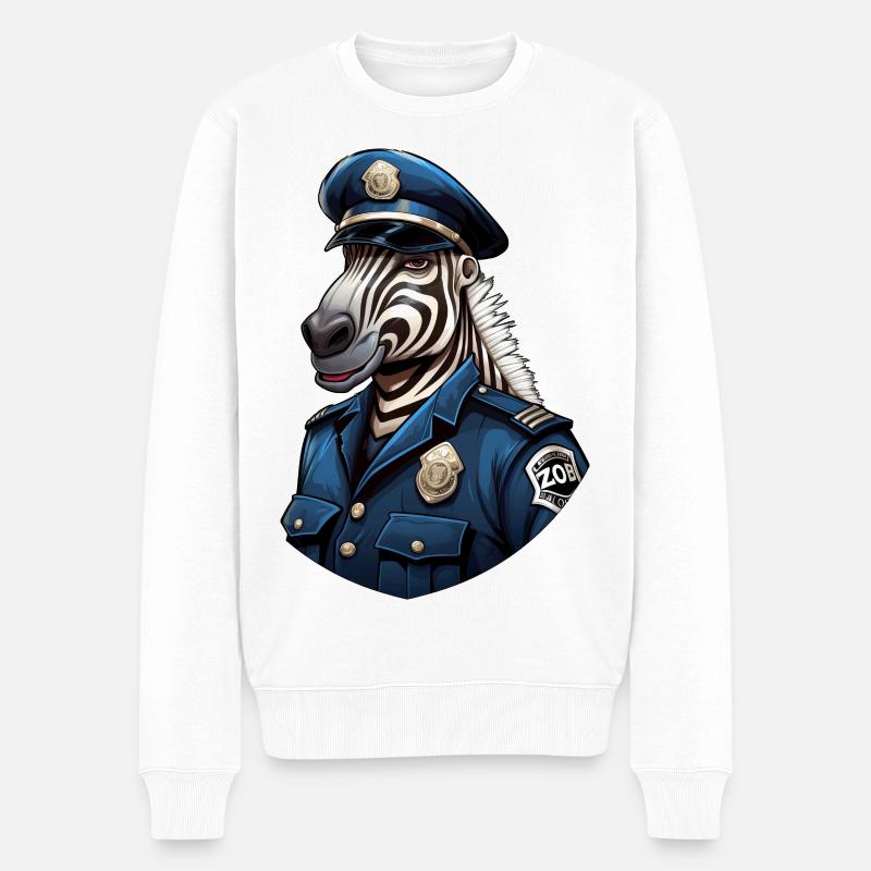 Zebra Polizist - Männer Premium Bio Pullover - Weiß