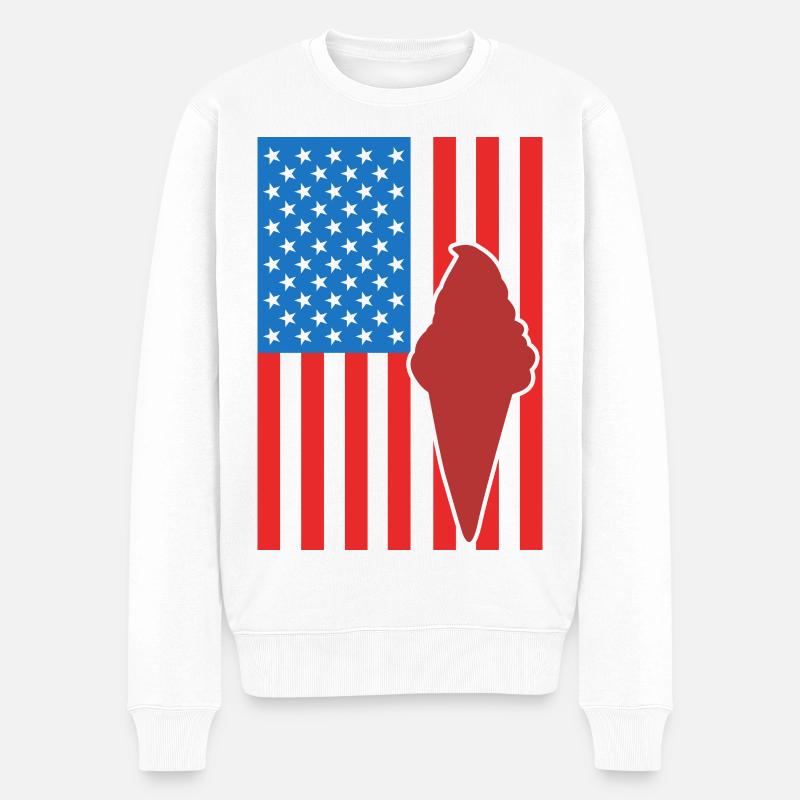 Eiscreme US Flagge - Männer Premium Bio Pullover - Weiß