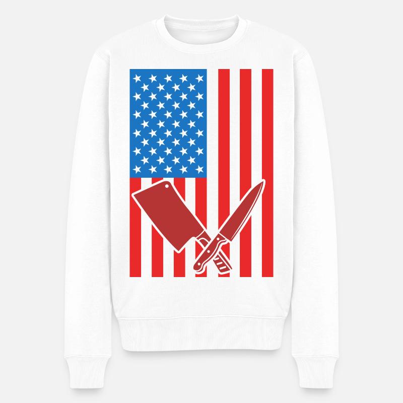 Metzger USA Flagge - Männer Premium Bio Pullover - Weiß