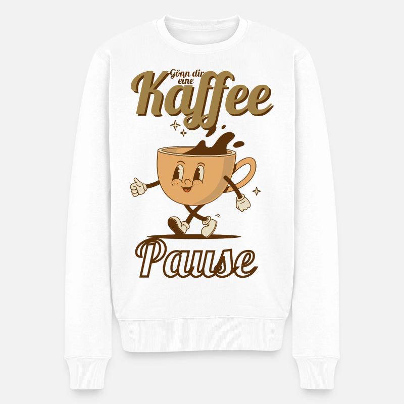 Fröhlicher Kaffeetanz - Männer Premium Bio Pullover - Weiß