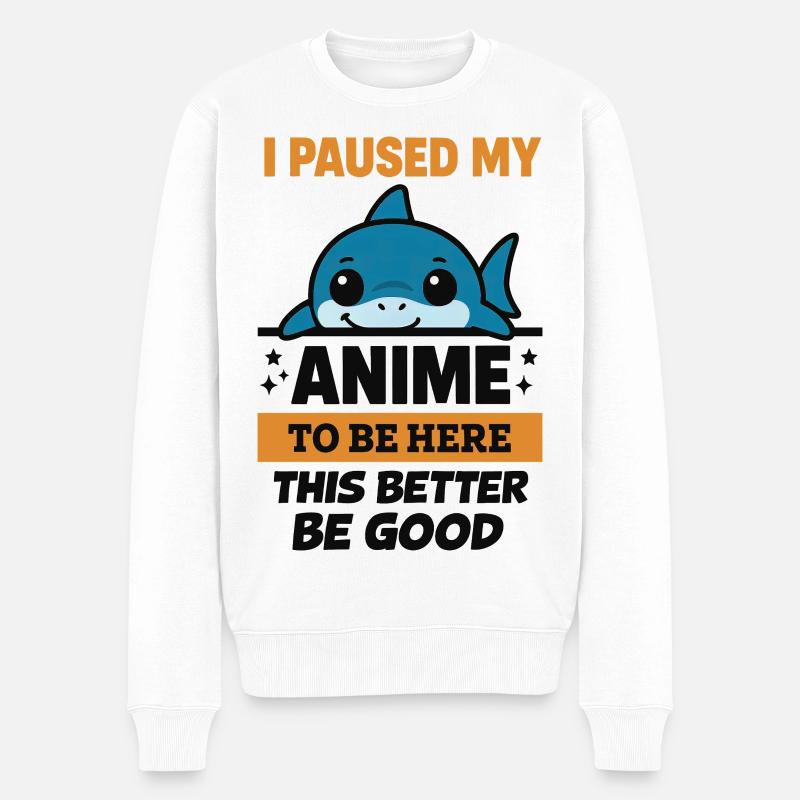 J’ai mis l’anime en pause – Blahaj - Pull Premium bio Homme - blanc