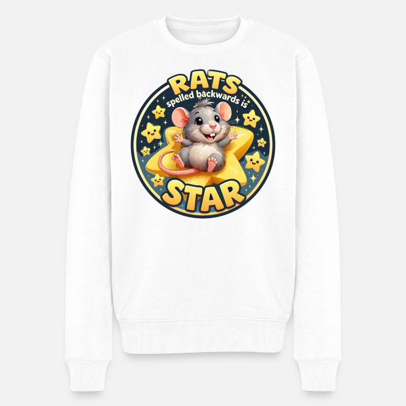 Haustierratte: Der kleine Kawaii-Stern - Männer Premium Bio Pullover - Weiß