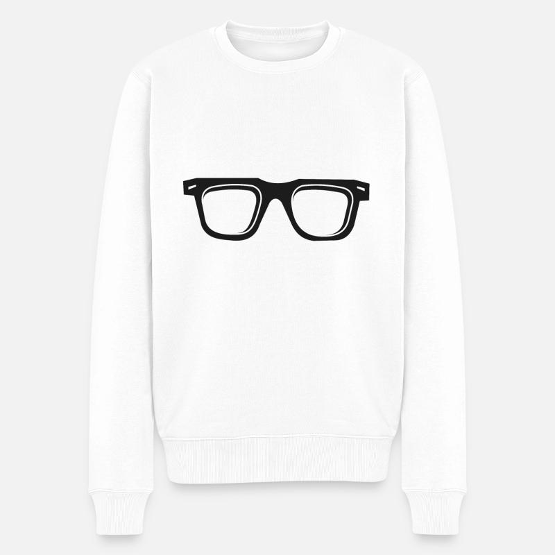 Brille Glasses - Männer Premium Bio Pullover - Weiß