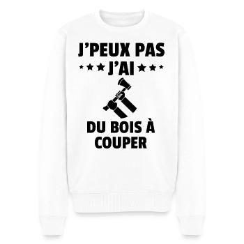 j'peux pas j'ai du bois à couper - Pull Premium bio Homme - blanc - Devant - Thijin (182cm)