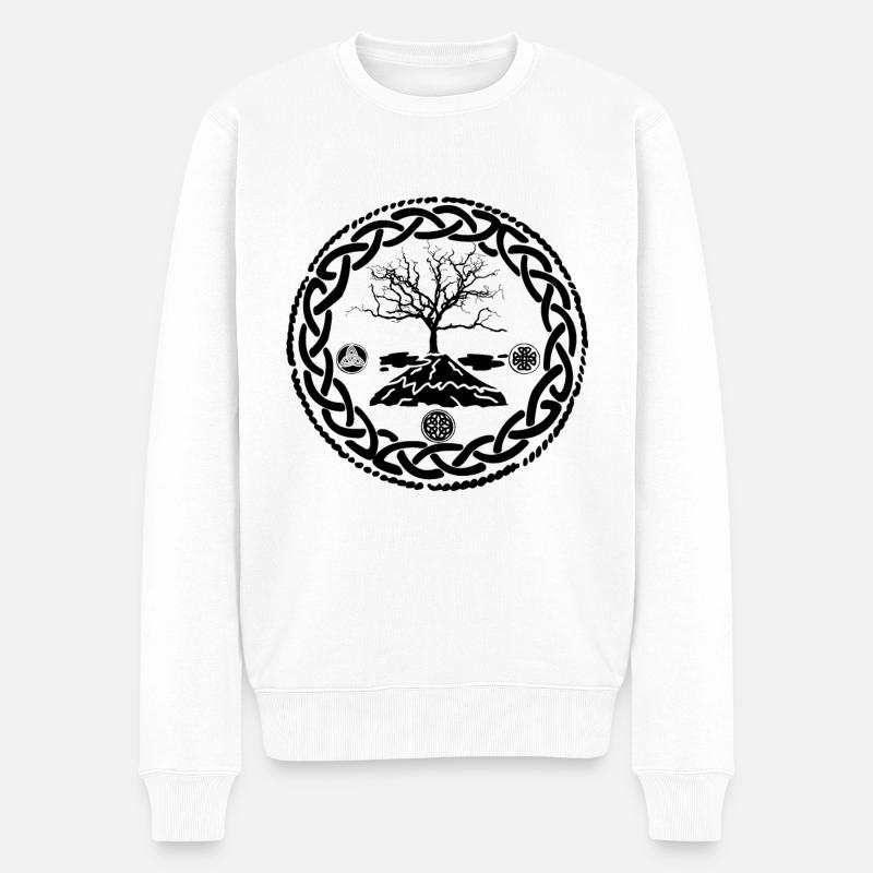 Cadeau de conception d'arbre de mythologie nordique de Vikings - Pull Premium bio Homme - blanc