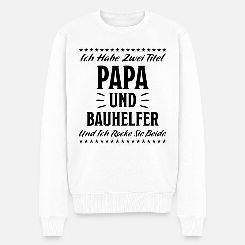 Bauhelfer Lustiger Spruch Hausbau Bauherr Geschenk - Männer Premium Bio Pullover - Weiß