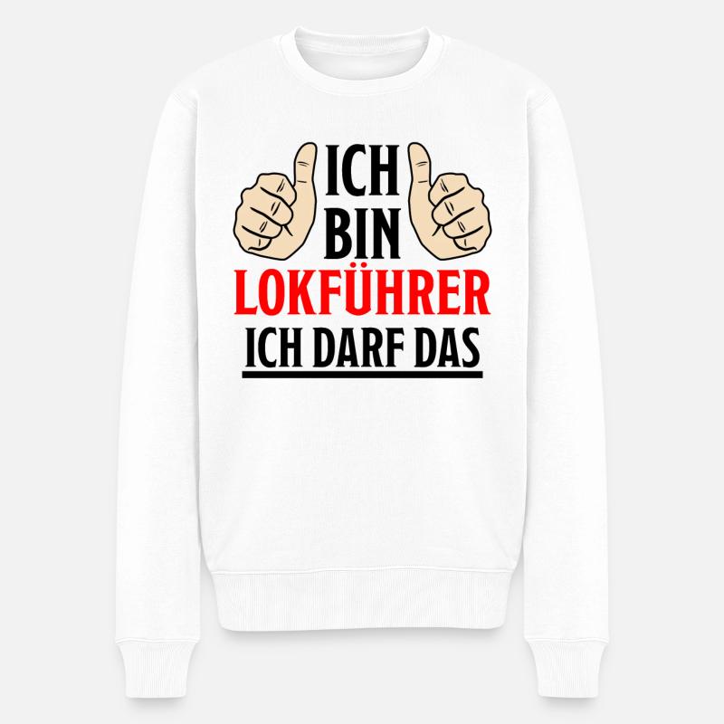 Lokführer Lustig Spruch Eisenbahn Zug Fun Geschenk - Männer Premium Bio Pullover - Weiß