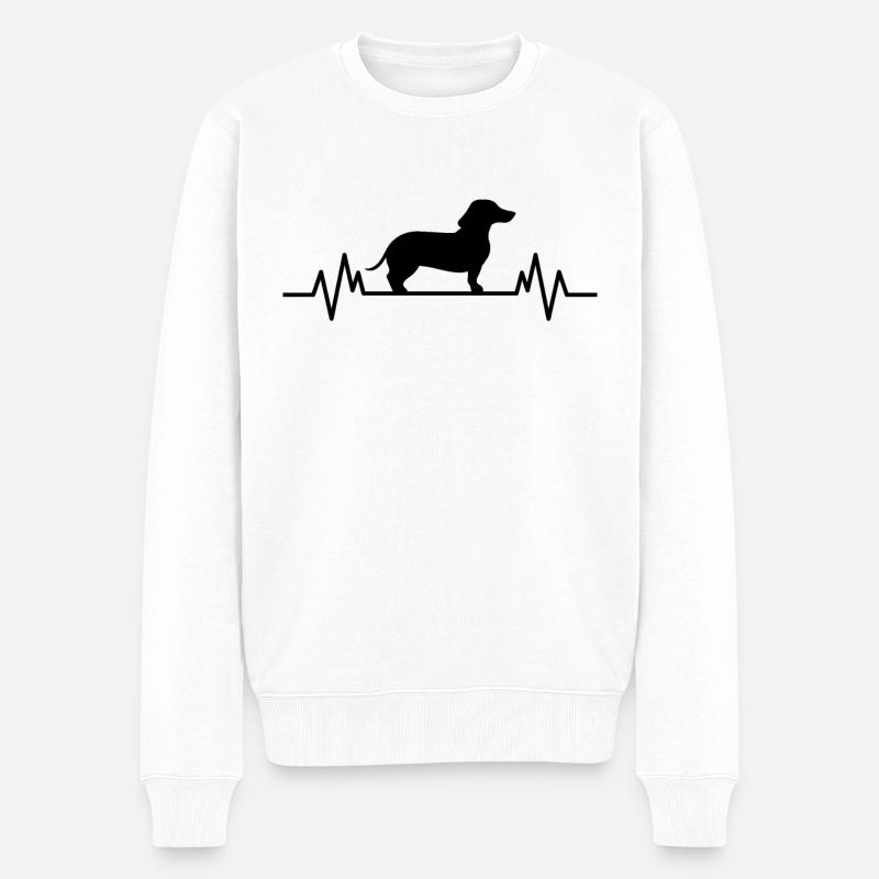 Dackel Heartbeat Hund Lustiges Haustier Geschenk - Männer Premium Bio Pullover - Weiß