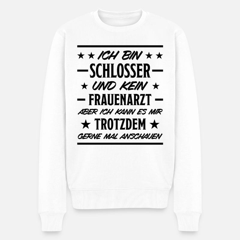 Schlosser Lustiger Spruch Beruf Schloss Geschenk - Männer Premium Bio Pullover - Weiß
