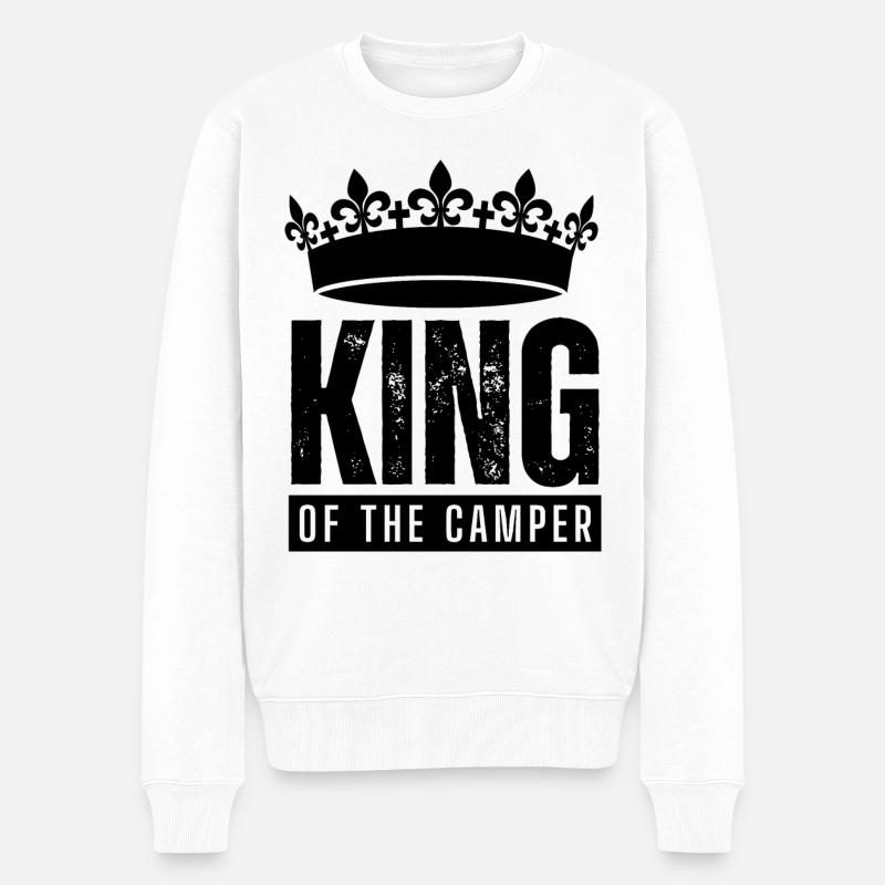 King of the Camper Partnershirt Couple - Männer Premium Bio Pullover - Weiß