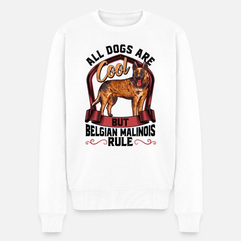 Berger belge Malinois - Pull Premium bio Homme - blanc