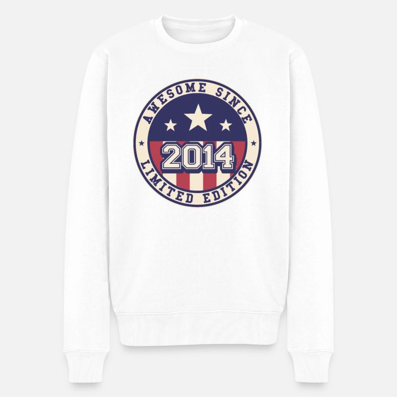 Awesome Since 2014 8. Geburtstag - Männer Premium Bio Pullover - Weiß