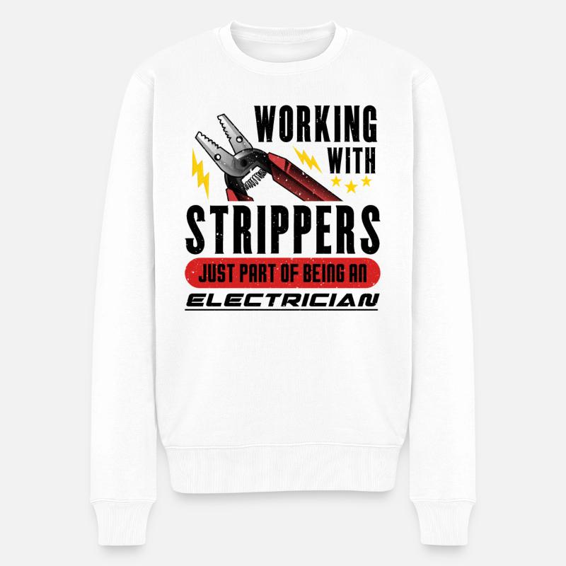 Travailler avec Strippersg Electrician - Pull Premium bio Homme - blanc