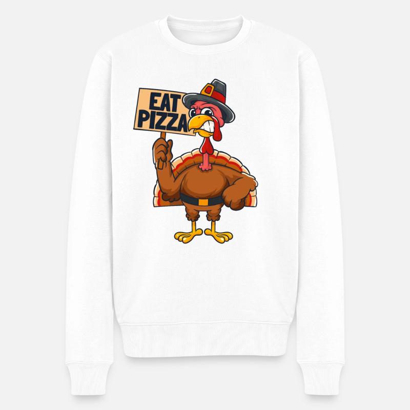 Manger de la pizza - Pull Premium bio Homme - blanc