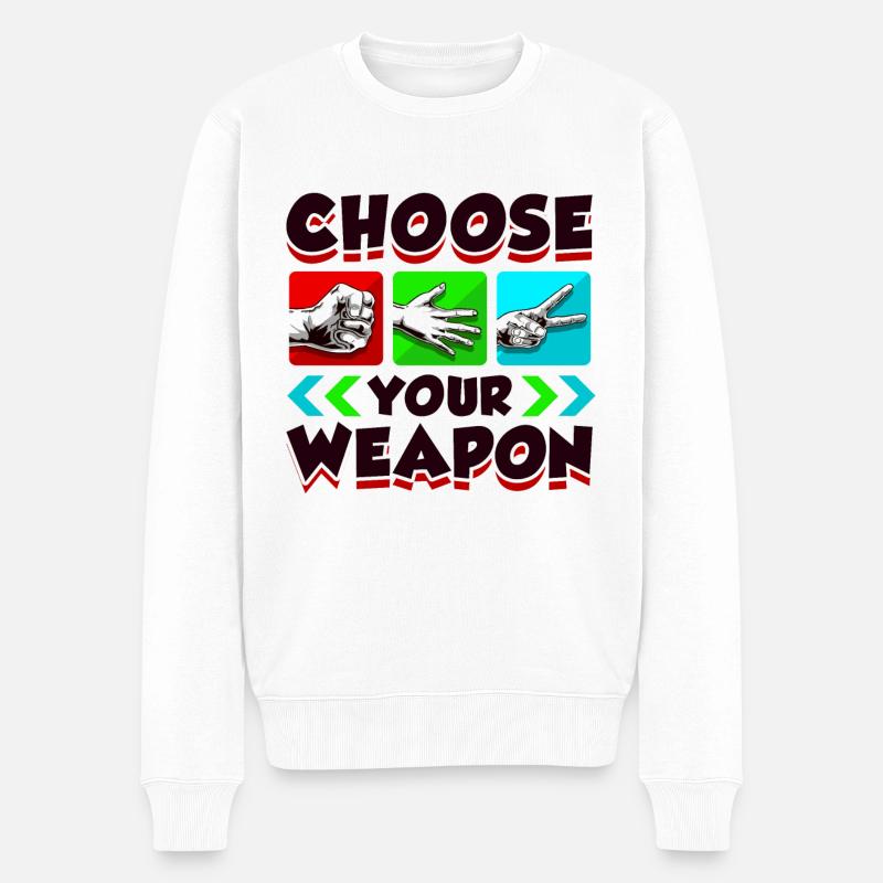 Schere Stein Papier - Männer Premium Bio Pullover - Weiß