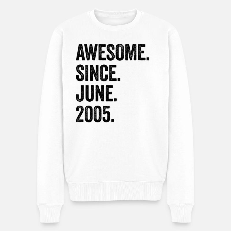 18. Geburtstag 18 Jahre Awesome Since June 2005 - Männer Premium Bio Pullover - Weiß