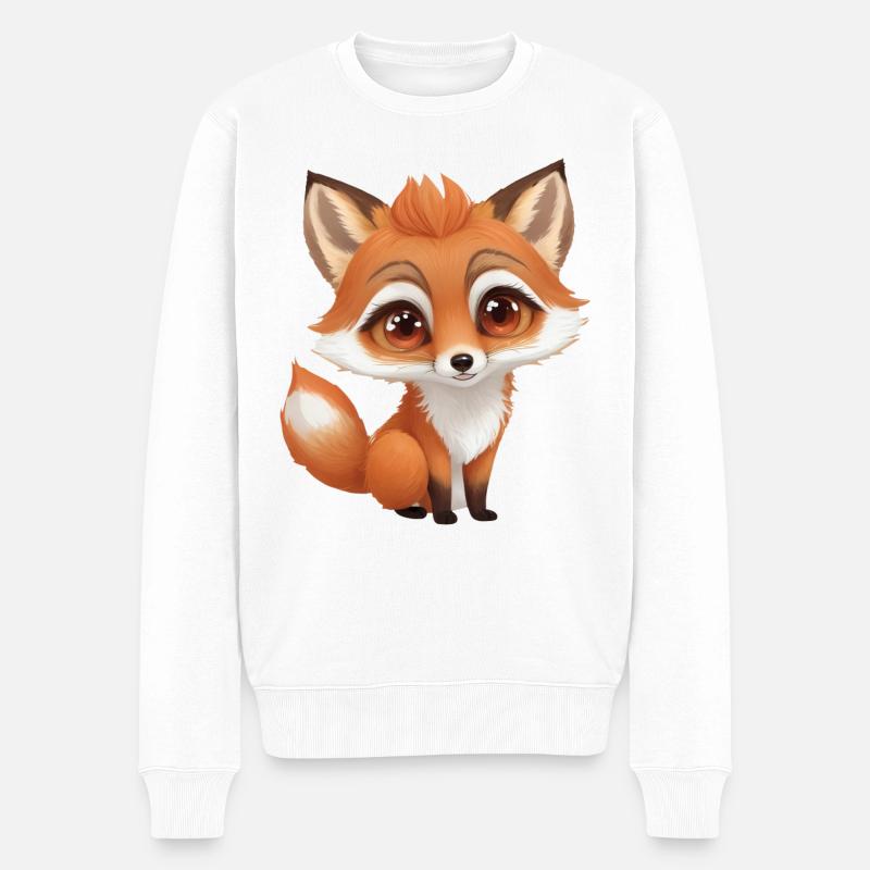 Süßer sitzender Fuchs - Männer Premium Bio Pullover - Weiß