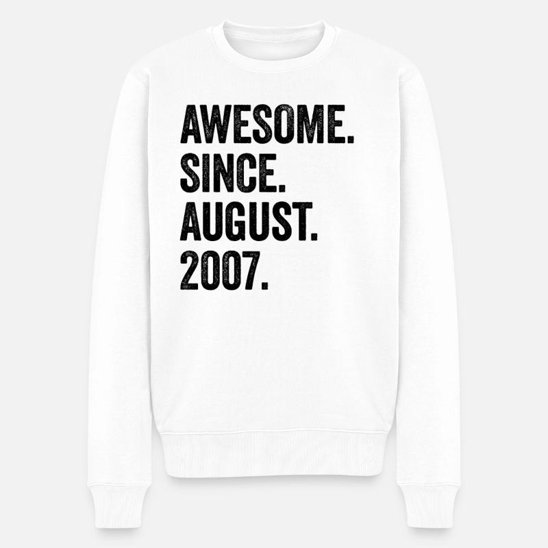 16. Geburtstag 16 Jahre Awesome Since August 2007 - Männer Premium Bio Pullover - Weiß