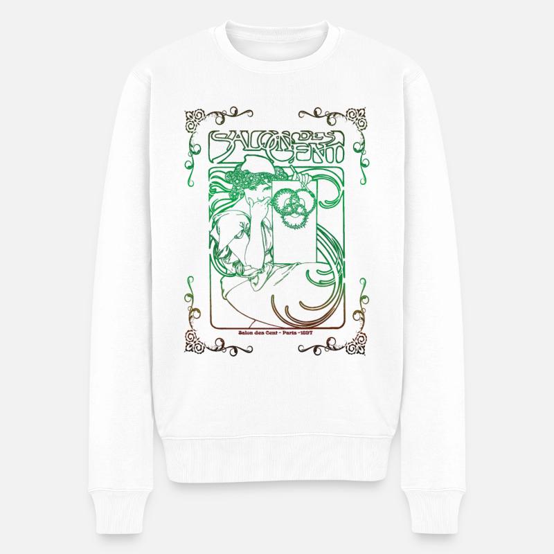 Alfons Mucha - Männer Premium Bio Pullover - Weiß