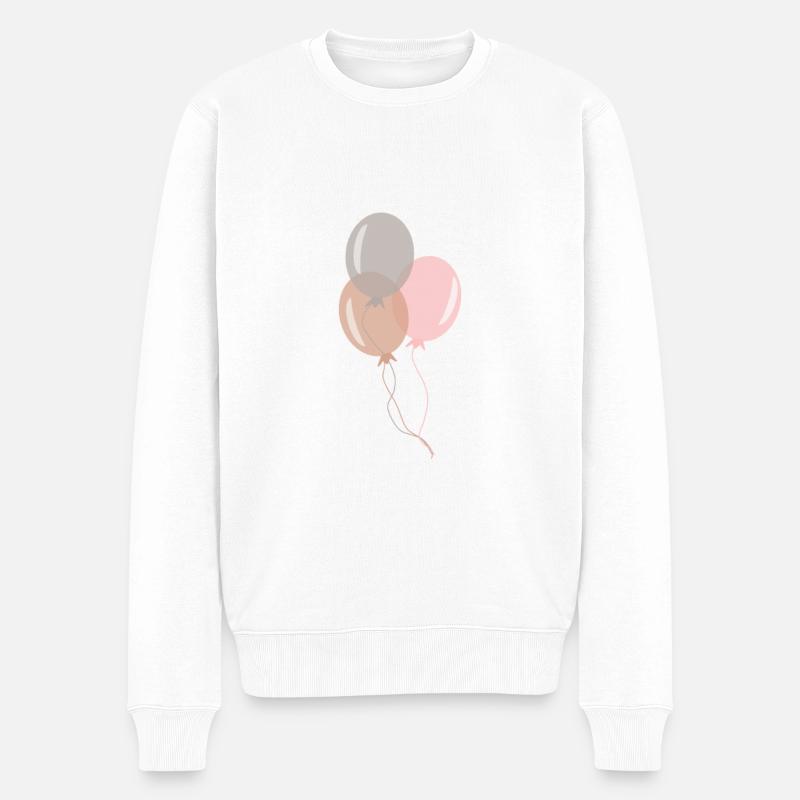 Luftballons rosa braun silber - Männer Premium Bio Pullover - Weiß