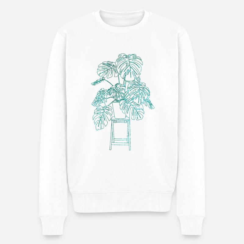 Monstera - Pull Premium bio Homme - blanc