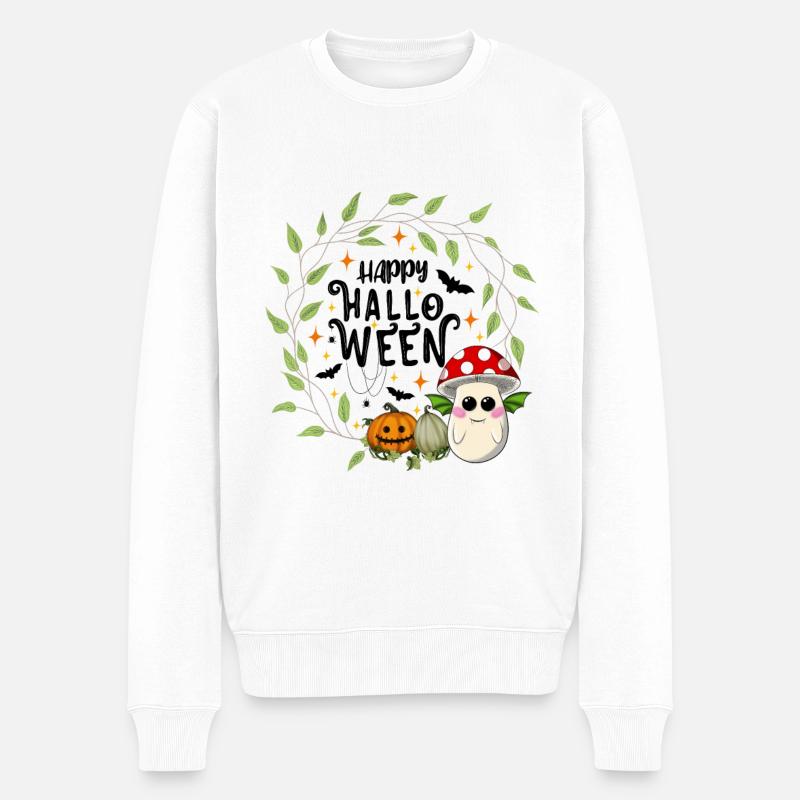 Happy Halloween Fliegenpilz - Männer Premium Bio Pullover - Weiß
