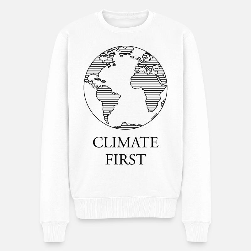Le climat d’abord / Noir - Pull Premium bio Homme - blanc