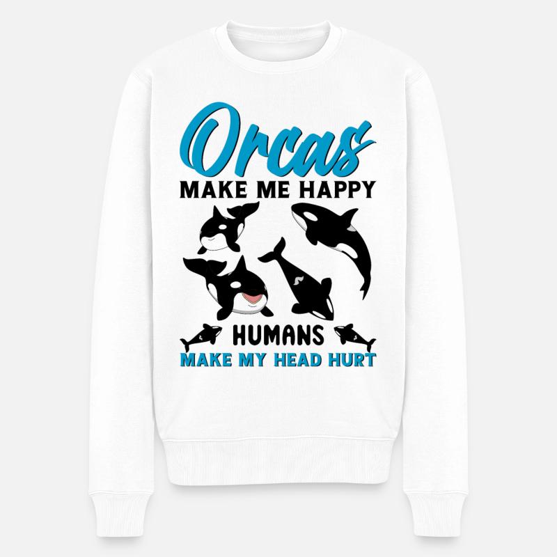 Orque Baleine Océan Orque Fan Fruits de mer - Pull Premium bio Homme - blanc