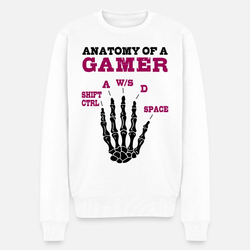 Anatomie eines Gamers - Männer Premium Bio Pullover - Weiß