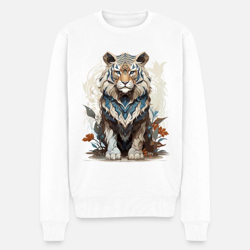 Tiger - Männer Premium Bio Pullover - Weiß