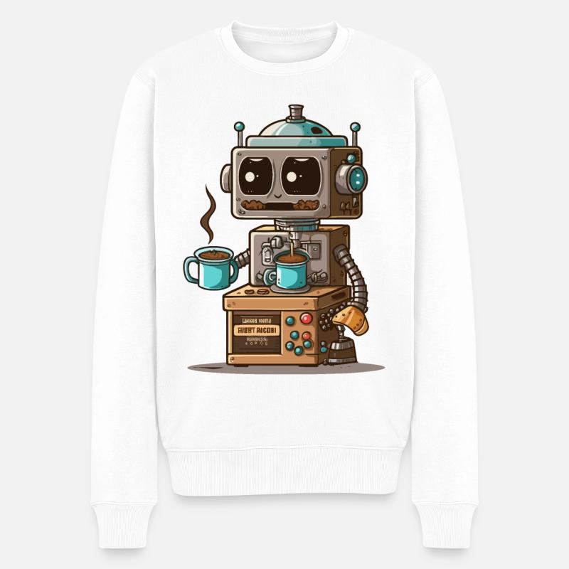 Robot-Café - Pull Premium bio Homme - blanc