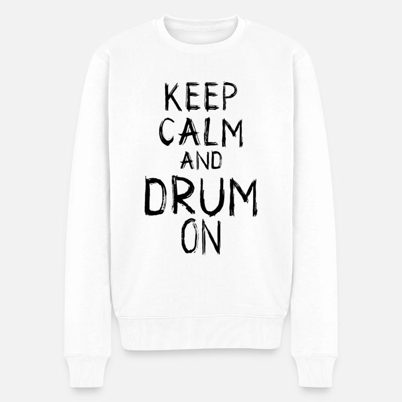 Keep Calm and Drum On - Men's Premium Organic Jumper - white