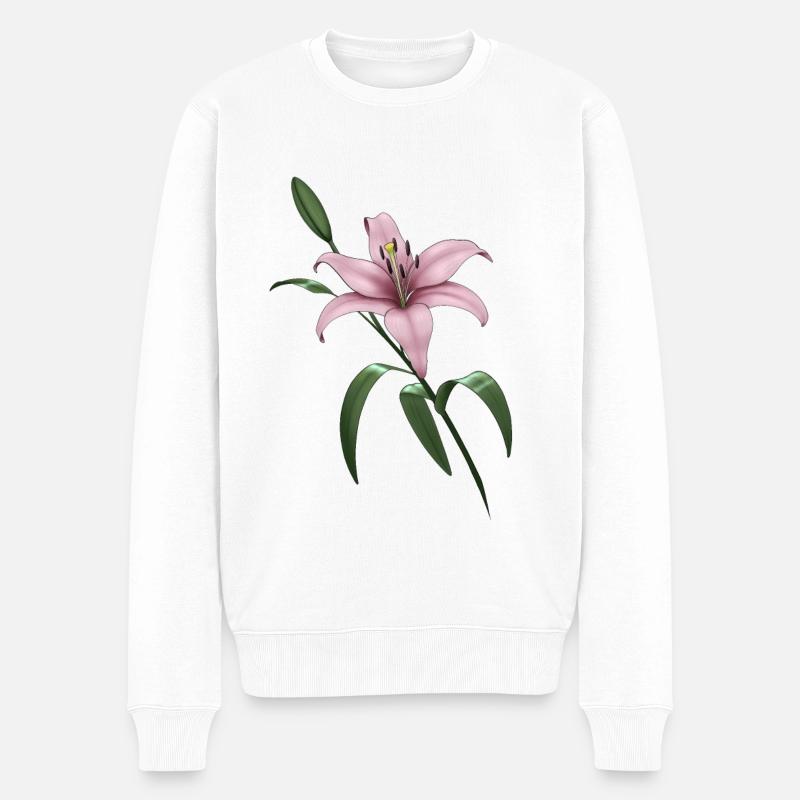 Rosa Lilie - Männer Premium Bio Pullover - Weiß