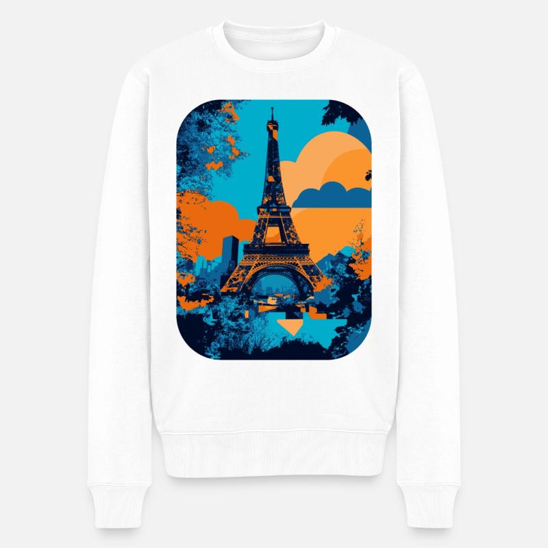 Eiffelturm – minimalistisch 🗼 - Männer Premium Bio Pullover - Weiß