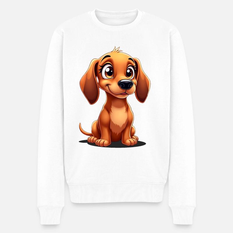 Teckel mignon - Teckel drôle - Pull Premium bio Homme - blanc