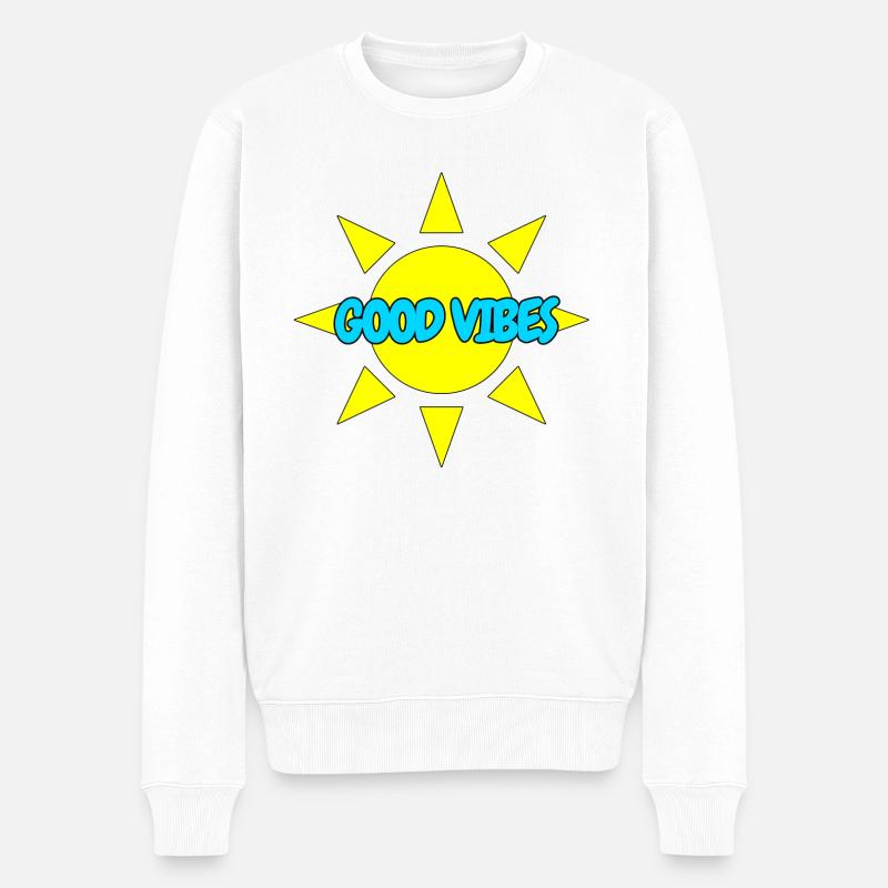 GOOD VIBES - Männer Premium Bio Pullover - Weiß