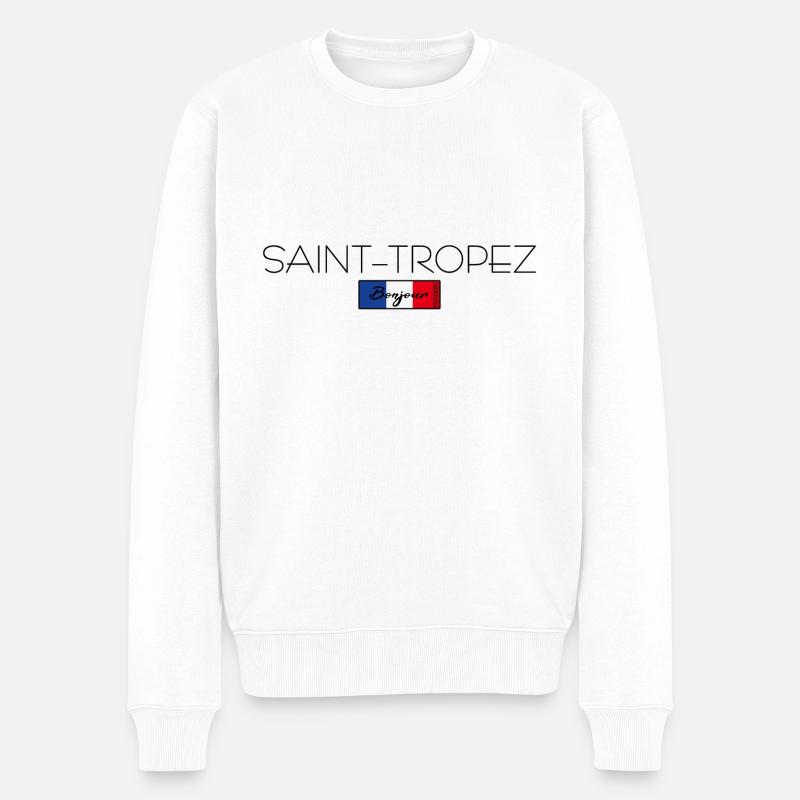 SAINT-TROPEZ FRANKREICH URLAUB SOMMER PARTY (b) - Männer Premium Bio Pullover - Weiß