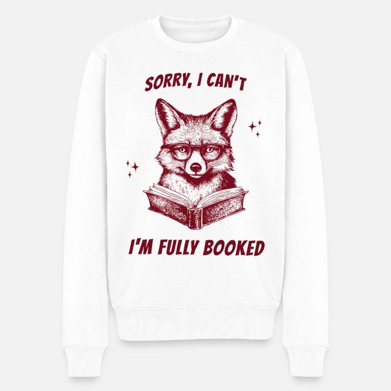 Fuchs Retro Fully Booked Lesen Vintage - Männer Premium Bio Pullover - Weiß