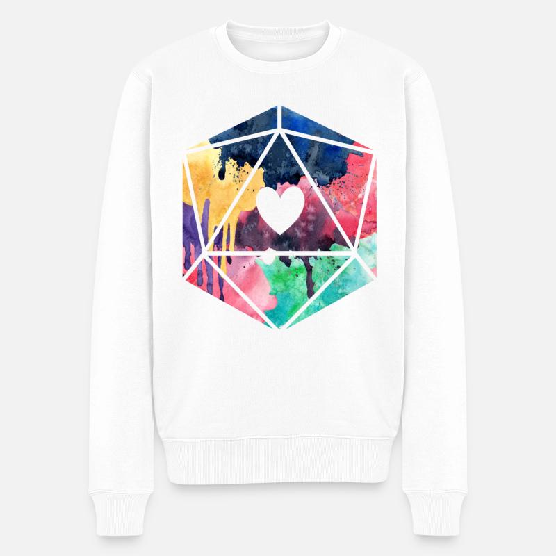 D20 Aquarell - Männer Premium Bio Pullover - Weiß
