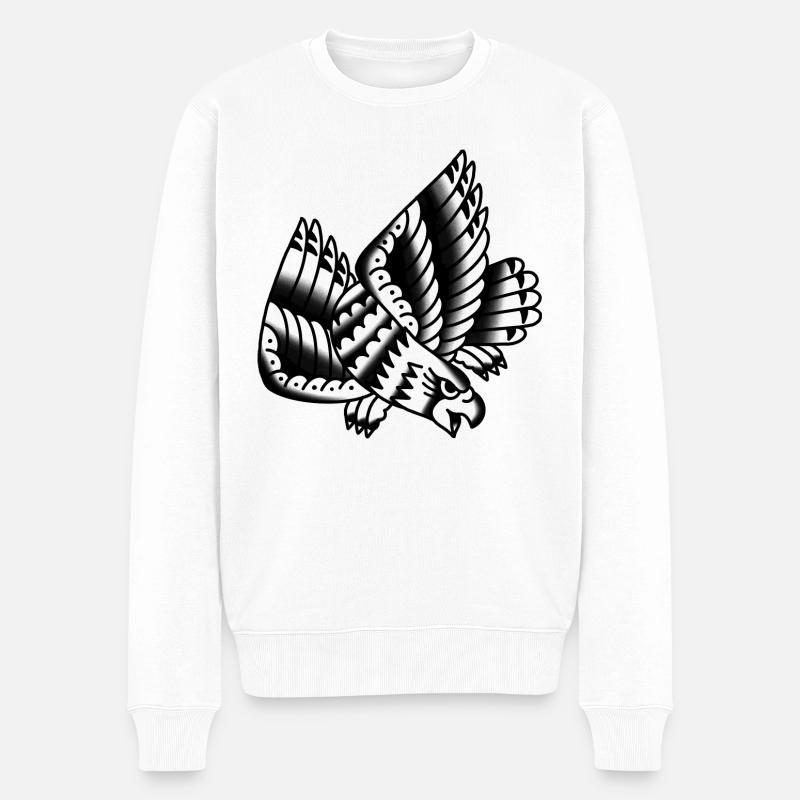 Old school Tattoo Adler - Männer Premium Bio Pullover - Weiß