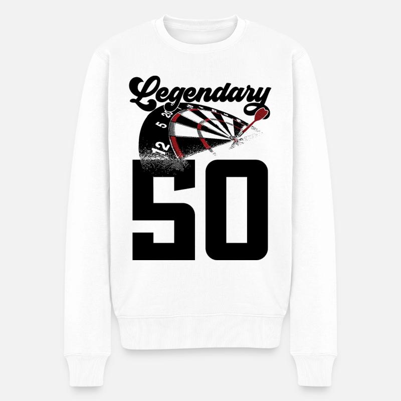 50. GEBURTSTAG DART LEGENDE 1976 - Männer Premium Bio Pullover - Weiß
