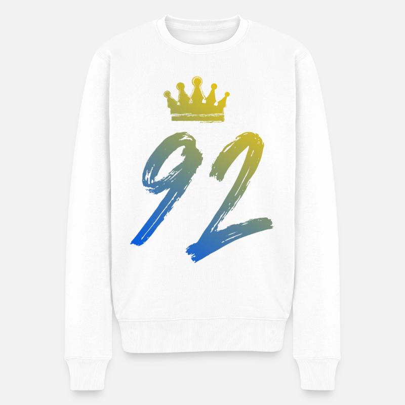 92 Zahl Krone - Männer Premium Bio Pullover - Weiß