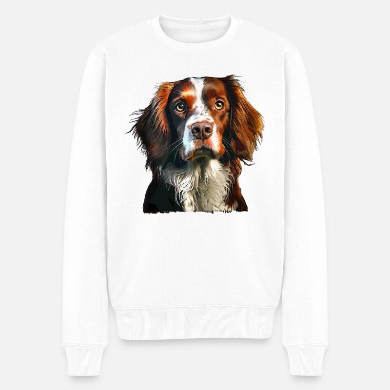 epagneul breton - Pull Premium bio Homme - blanc