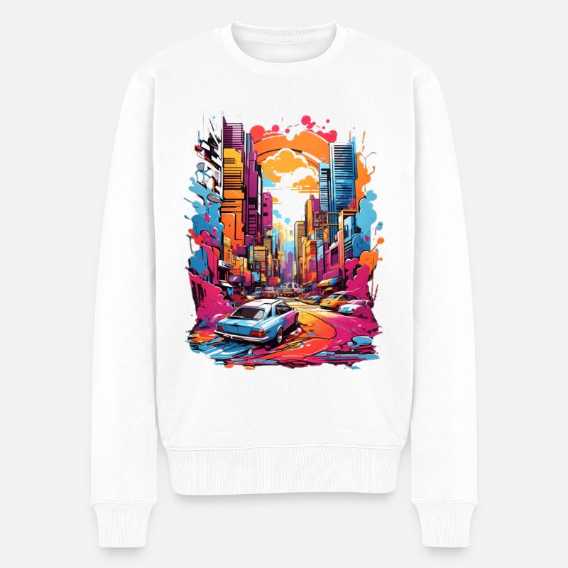 Stadtbild - Männer Premium Bio Pullover - Weiß
