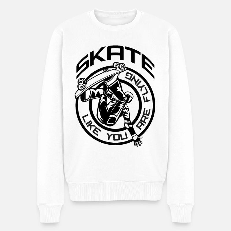 SKATEBOARD SKATE SKATEBOARDER - Männer Premium Bio Pullover - Weiß