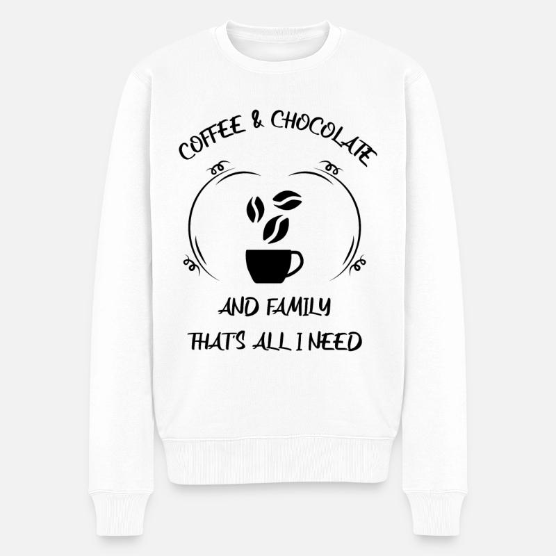 Kaffee Espresso Käffchen & Schokolade - Männer Premium Bio Pullover - Weiß